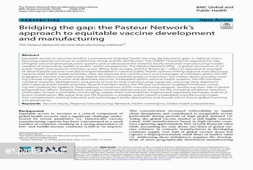 Pasteur Network Vaccine Manufacturing Initiative: An important step toward decentralizing vaccine production with the participation of the Pasteur Institute of Iran